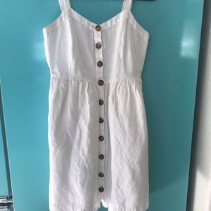 White Linen Blend Loft Dress